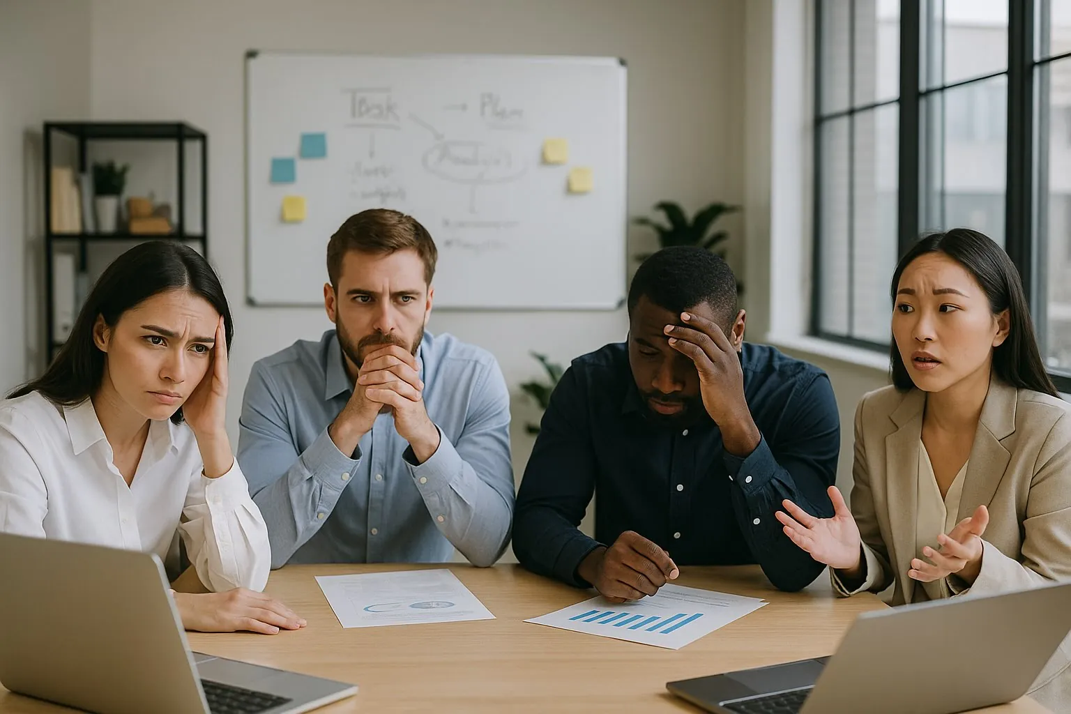 組織の理念や目標が浸透していない様子を表現した図